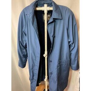 London Fog Women's Blue Long Sleeve Collared Trench Coat Size 12 Zip Lining